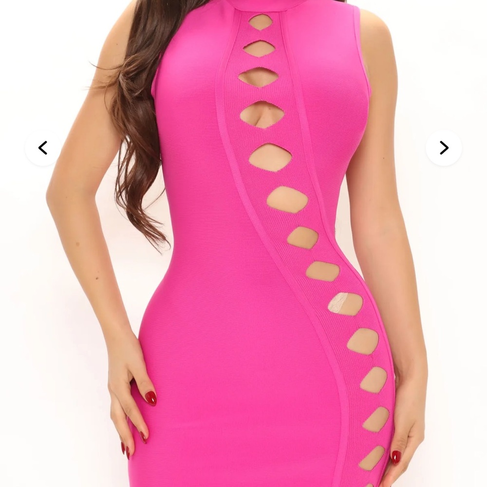 Elegant Pink Cutout Bandage Dress